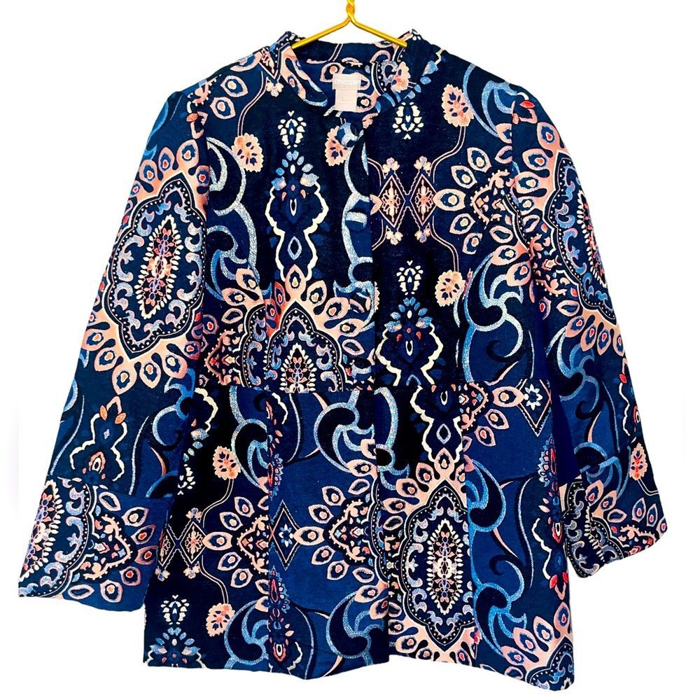 Chicos Jacquard Jacket,‎ Size Medium (8/10) Petite - Picture 5 of 5